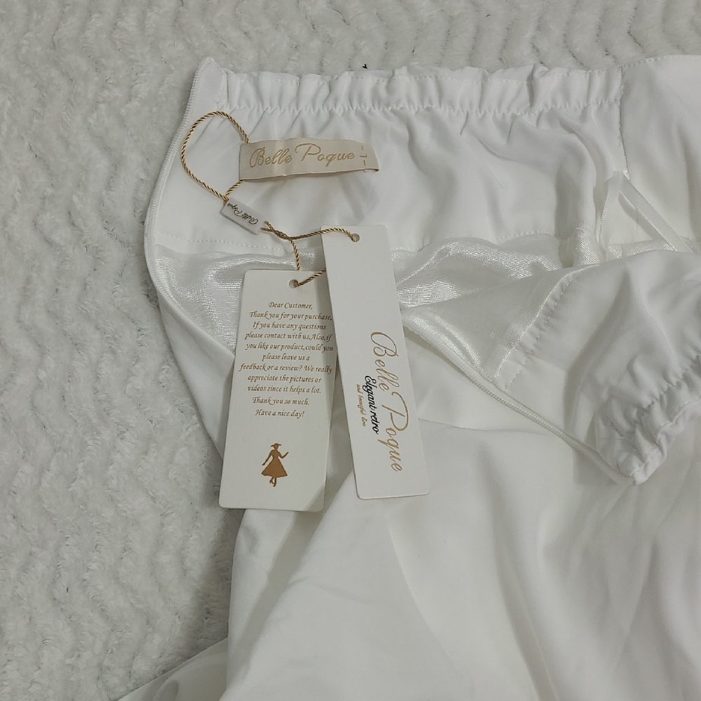 Belle Poque Woman's NWT Elegant White A-Line Pockets Skater Skirt Size Large - Picture 2 of 9